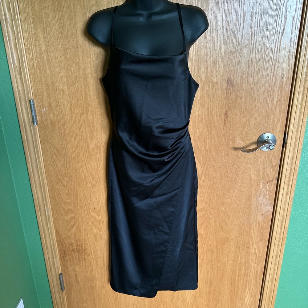 lulus Elegant Black Satin Dress